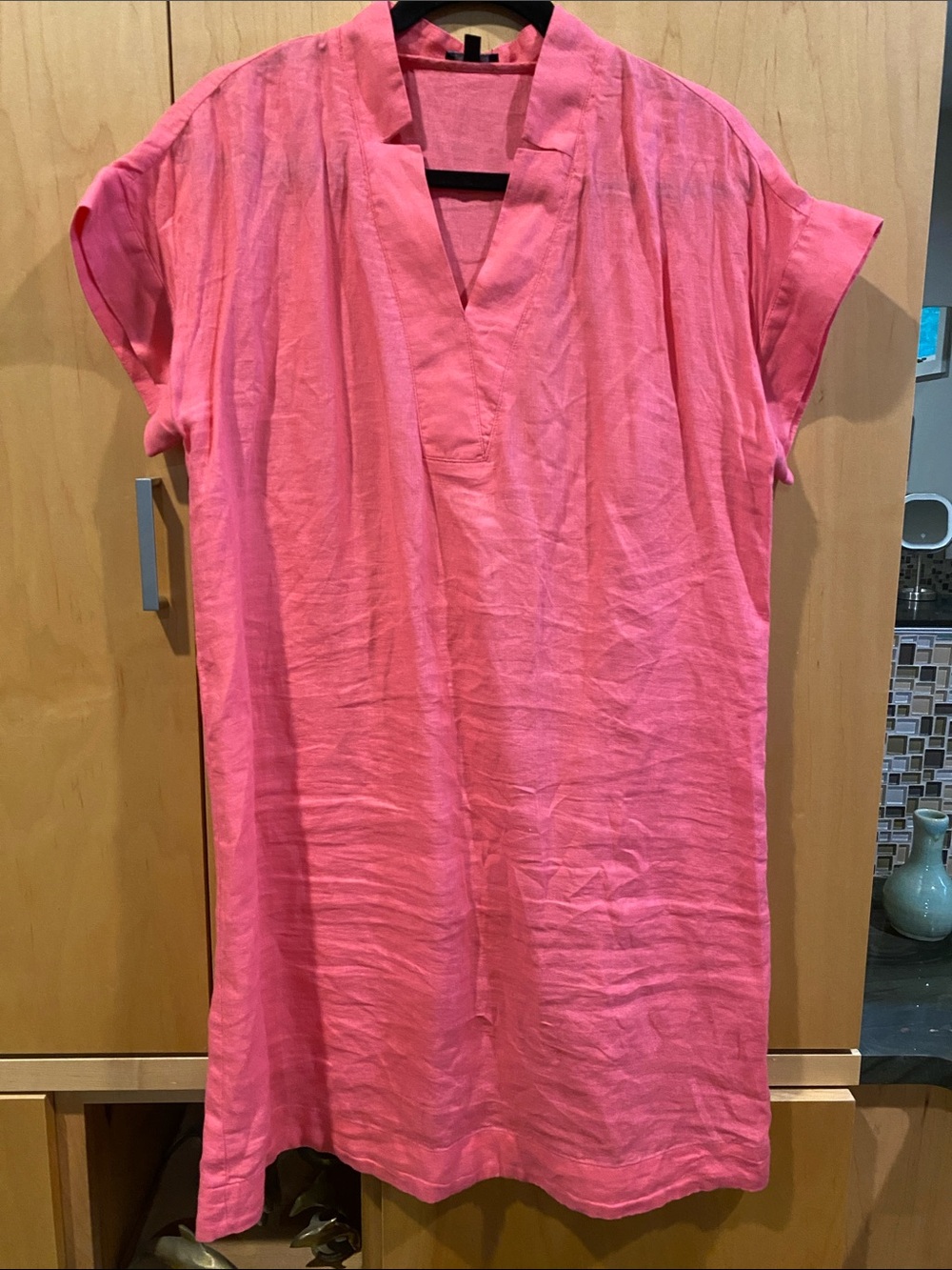 Talbots Coral-Pink V-Neck Short-Sleeve Tunic